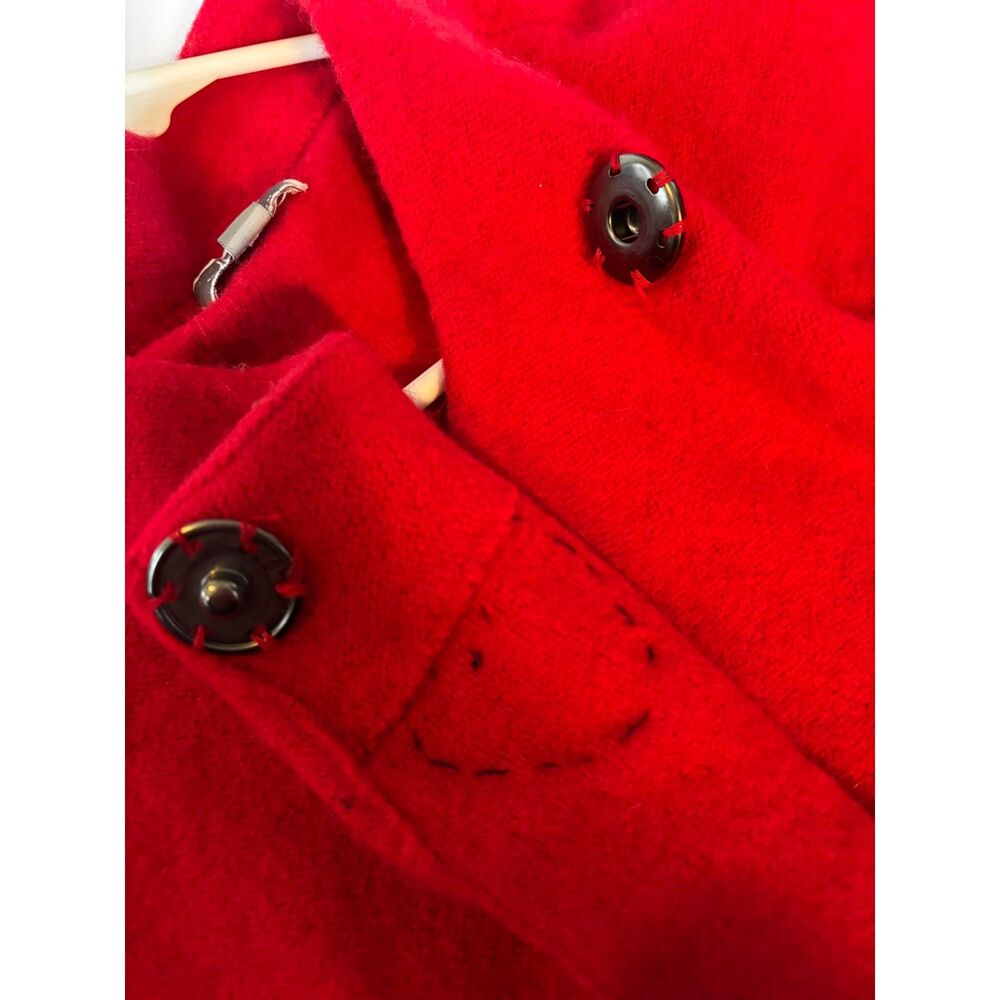 Embellished Red 100% Wool Cropped Jacket Half Sleeve Mid-Century Vibe - Picture 5 of 5
